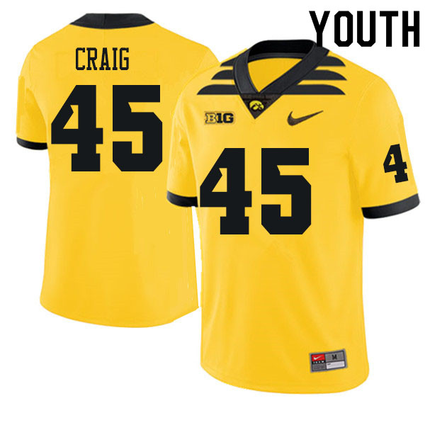 Youth #45 Deontae Craig Iowa Hawkeyes College Football Jerseys Sale-Gold